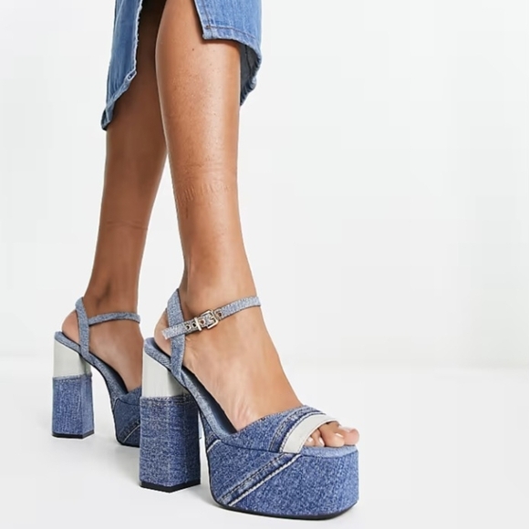 NEW platform sandals in denim - Picture 4 of 14